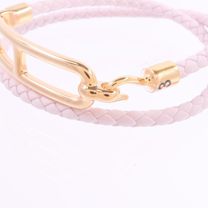 HERMES Swift皮革Roulis Double Tour Bracelet手帶Mauve Pale-4