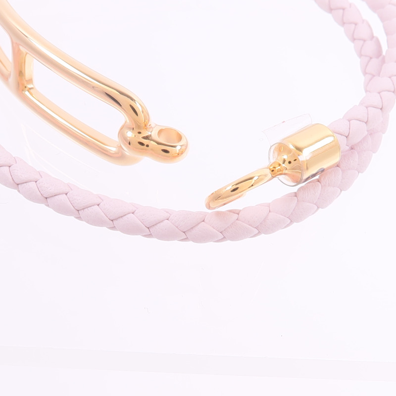 HERMES Swift皮革Roulis Double Tour Bracelet手帶Mauve Pale-5