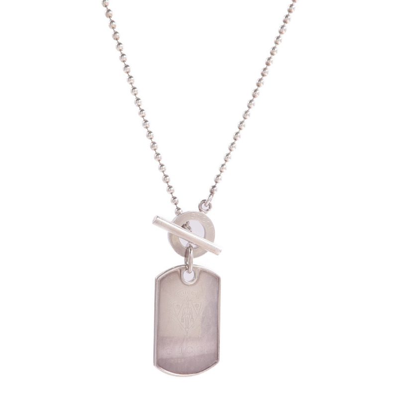 GUCCI 925純銀Sterling Silver Dog Tag Necklace項鍊-0