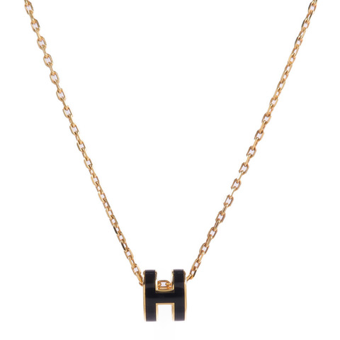 HERMES 金屬Mini Pop H Necklace項鍊Noir
