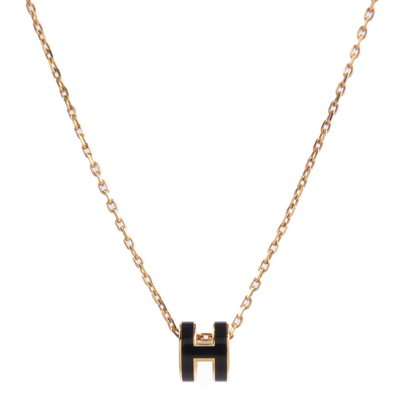 HERMES 金屬Mini Pop H Necklace項鍊Noir-1