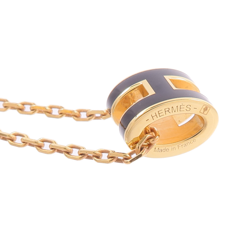 HERMES 金屬Mini Pop H Necklace項鍊Noir-6