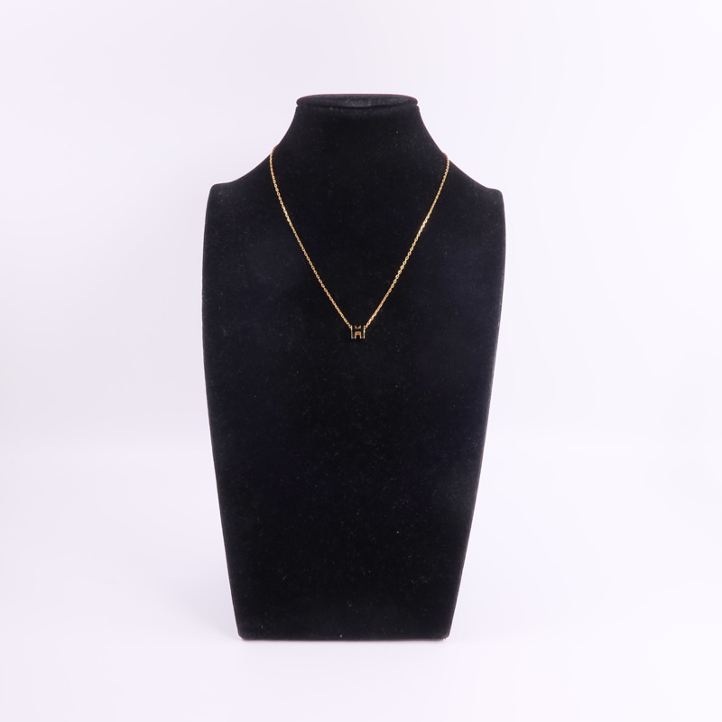 HERMES 金屬Mini Pop H Necklace項鍊Noir-8