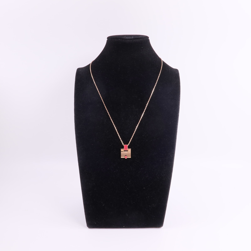 HERMES 金屬Eileen Pendant項鍊Framboise-7
