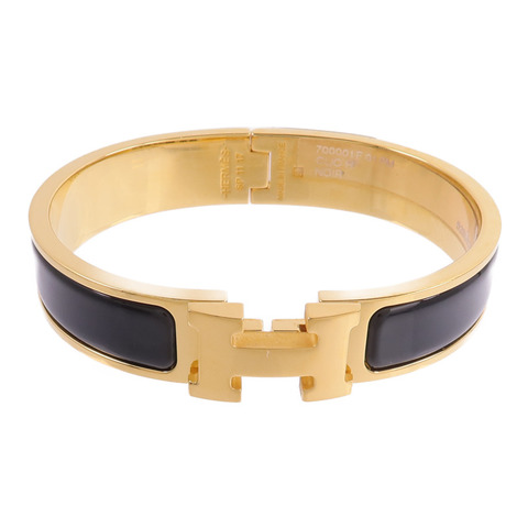 HERMES 金屬/琺瑯Clic H Bracelet手鐲Noir