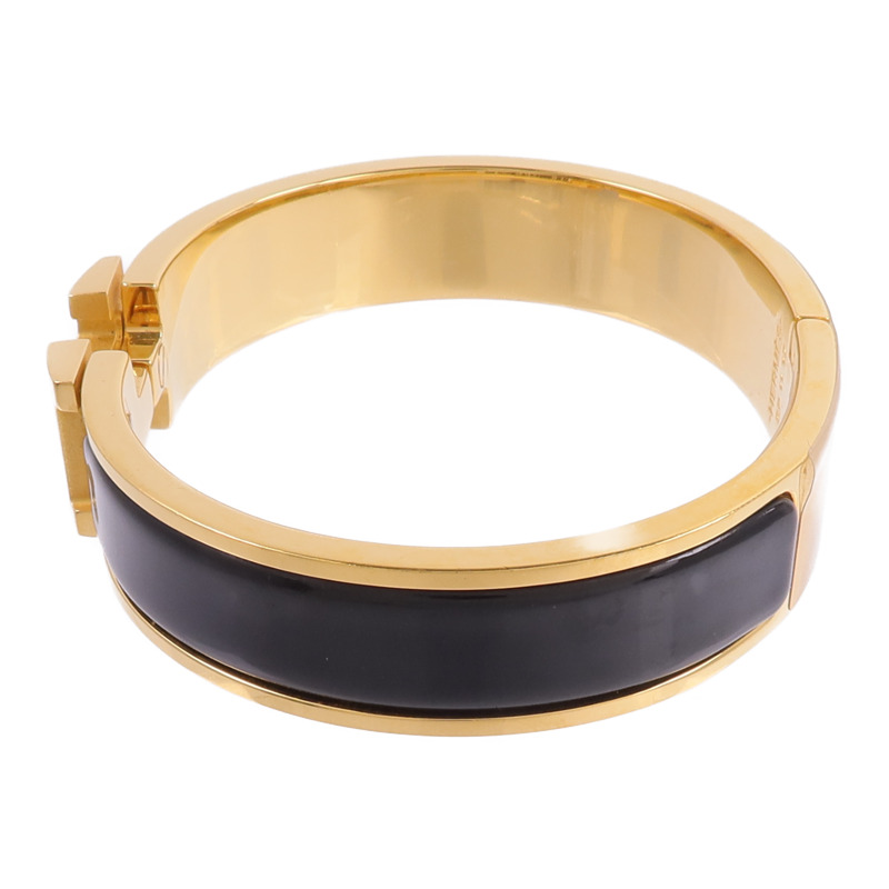 HERMES 金屬/琺瑯Clic H Bracelet手鐲Noir-1