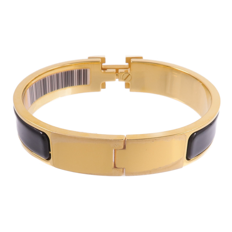 HERMES 金屬/琺瑯Clic H Bracelet手鐲Noir-2