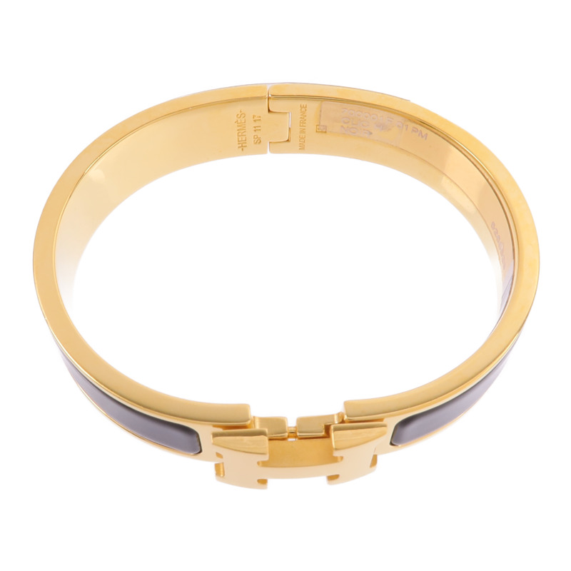 HERMES 金屬/琺瑯Clic H Bracelet手鐲Noir-3