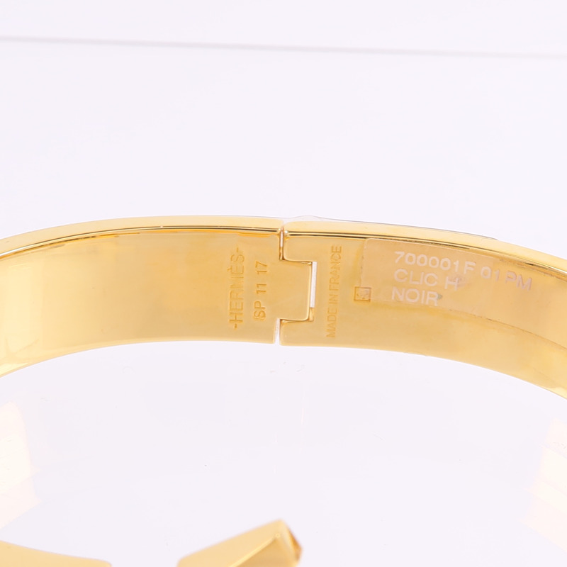HERMES 金屬/琺瑯Clic H Bracelet手鐲Noir-6