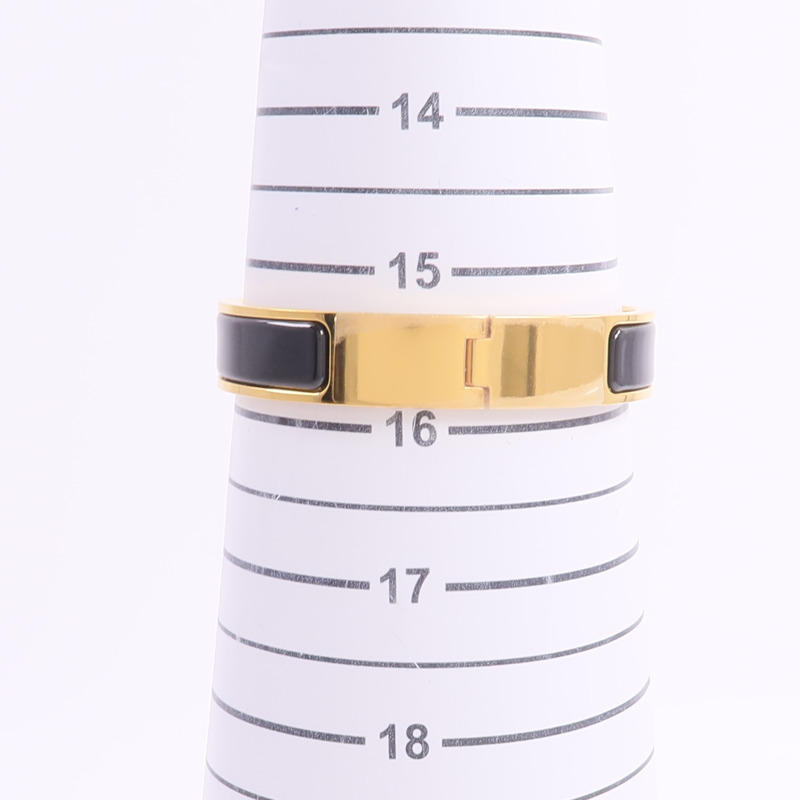 HERMES 金屬/琺瑯Clic H Bracelet手鐲Noir-8