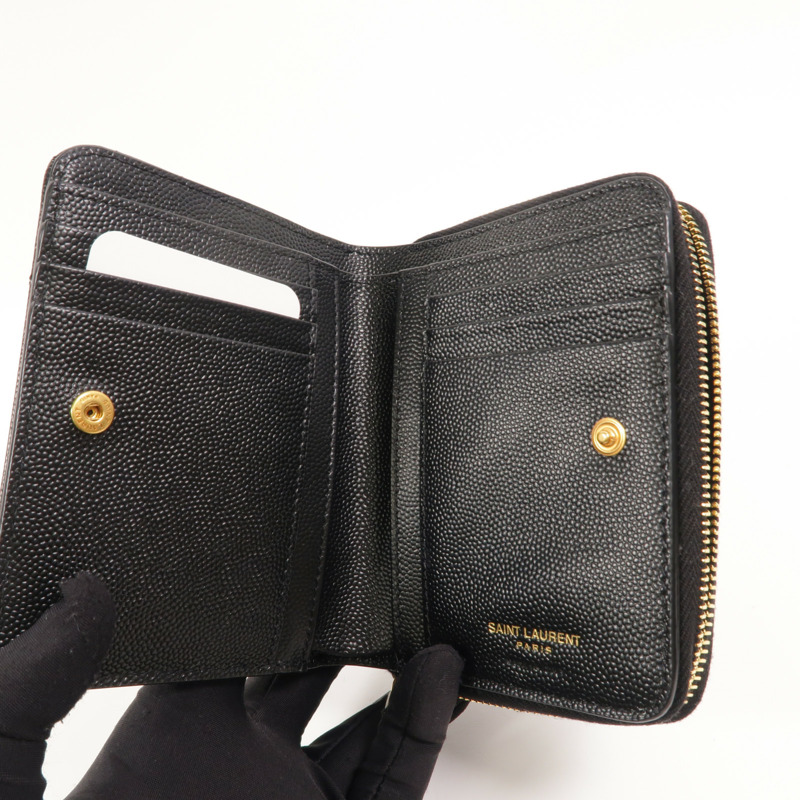 SAINT LAURENT 牛皮皮革Zip Round Wallet錢包-6