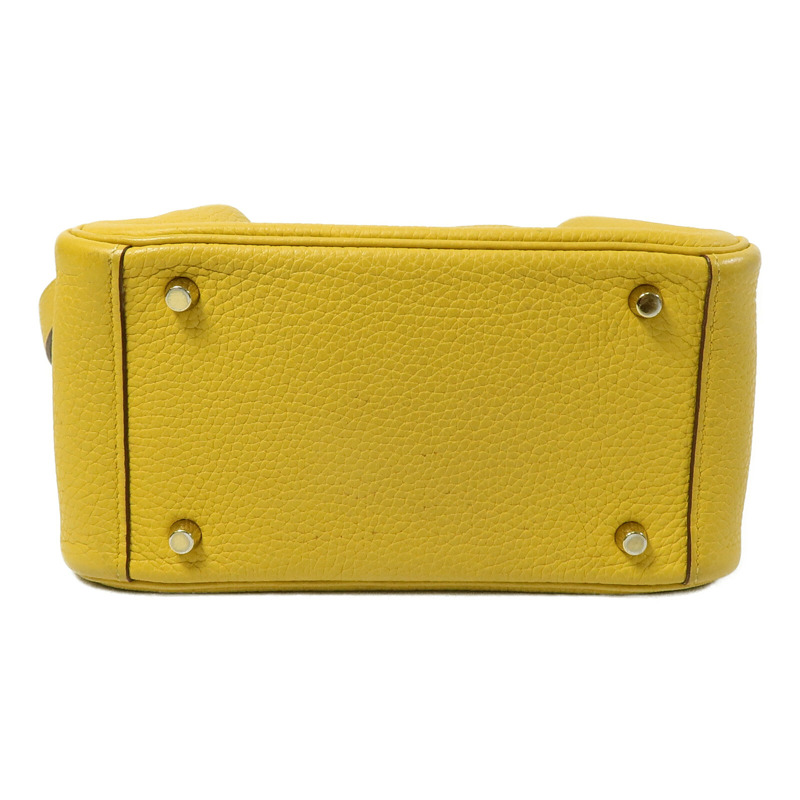 HERMES Clemence皮革Mini Lindy手挽肩背兩用袋Jaune Ambre-3
