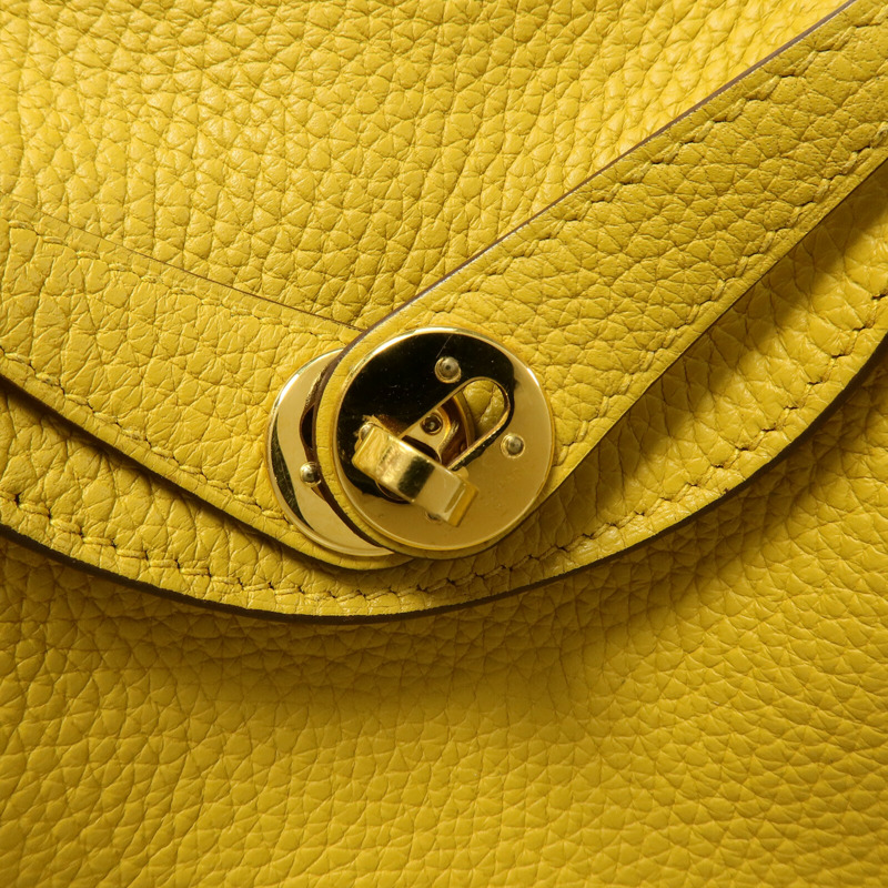 HERMES Clemence皮革Mini Lindy手挽肩背兩用袋Jaune Ambre-7