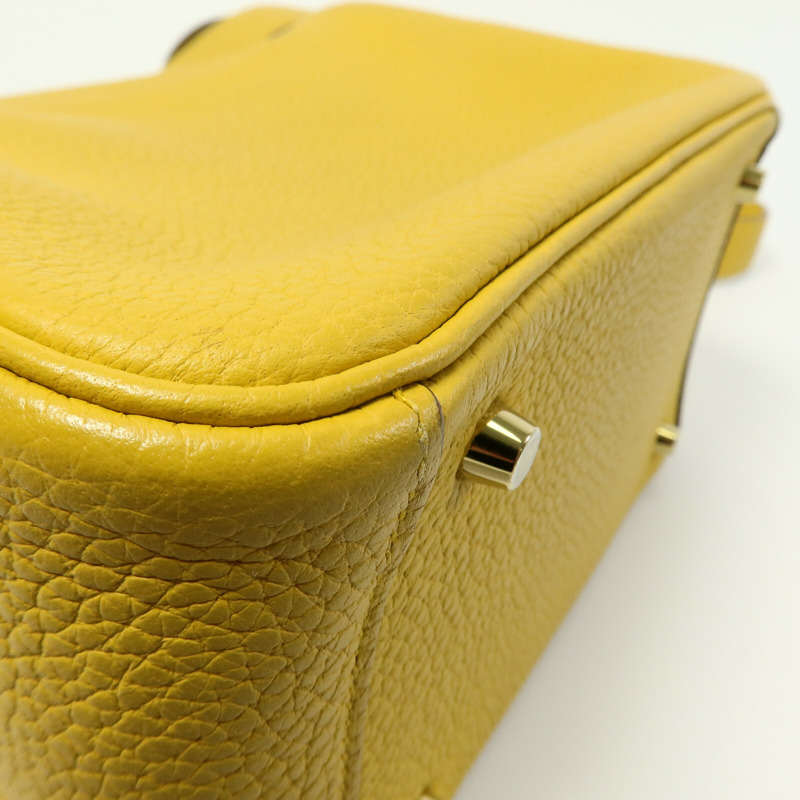 HERMES Clemence皮革Mini Lindy手挽肩背兩用袋Jaune Ambre-12
