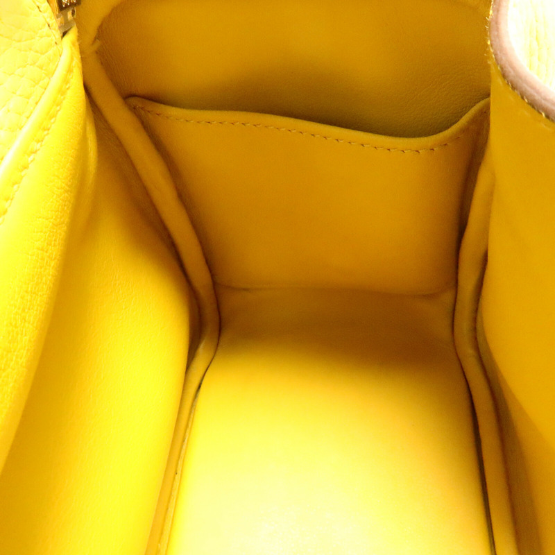 HERMES Clemence皮革Mini Lindy手挽肩背兩用袋Jaune Ambre-16