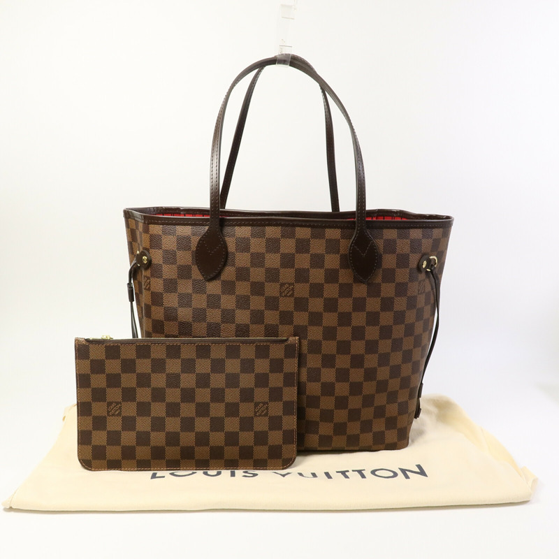 LOUIS VUITTON Damier Neverfull MM肩背袋-8