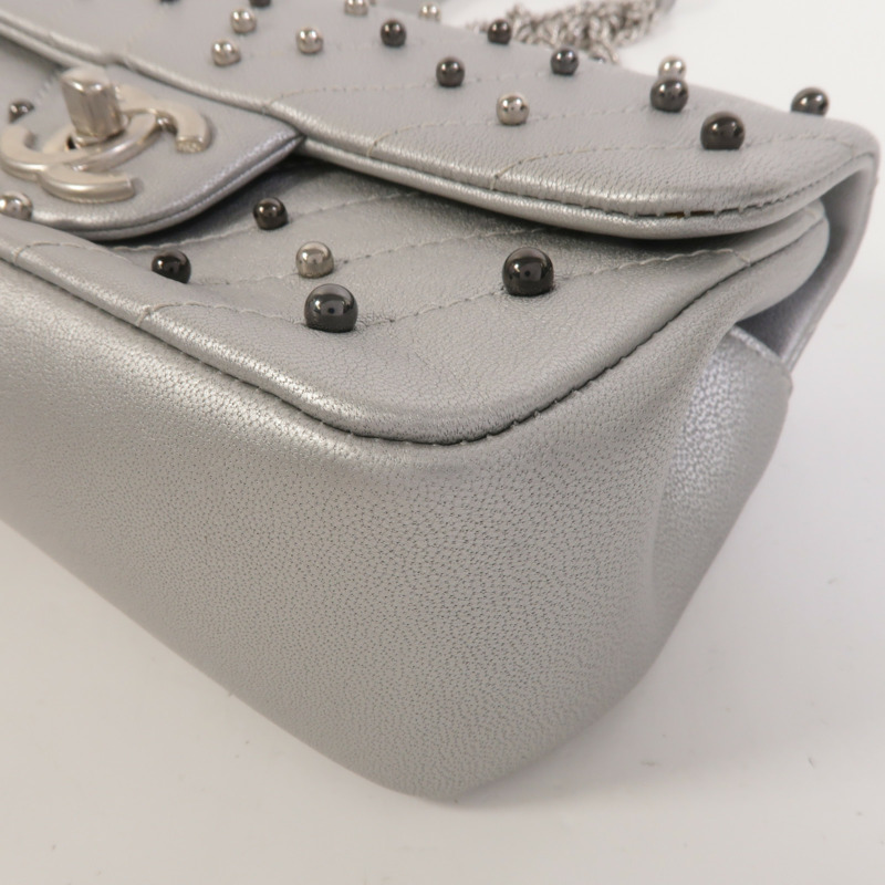 CHANEL 牛皮皮革Mini Flap Bag鏈帶肩背袋-10
