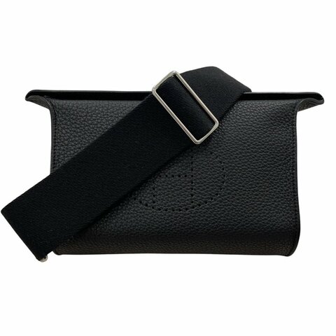 HERMES 愛馬仕 VIDEPOCHES 肩背包 TOGO 黑色 銀扣
