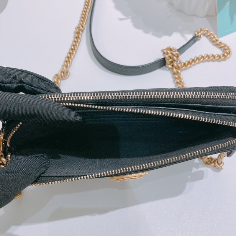 TW4861 Chanel 香奈兒拉鏈手機包 荔枝皮黑金 Boy Phone Case With Chain Caviar Black-12