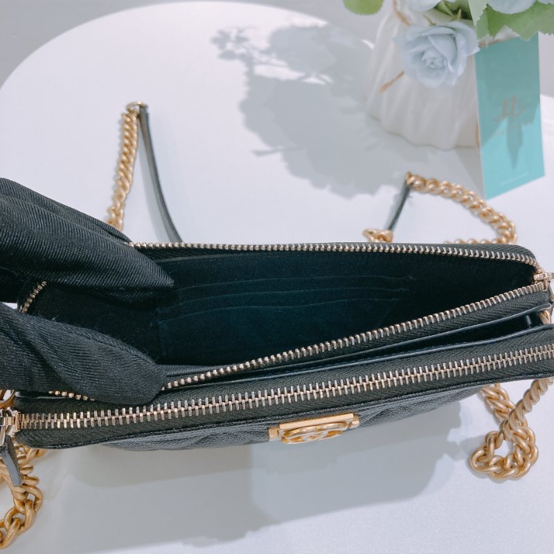 TW4861 Chanel 香奈兒拉鏈手機包 荔枝皮黑金 Boy Phone Case With Chain Caviar Black-13