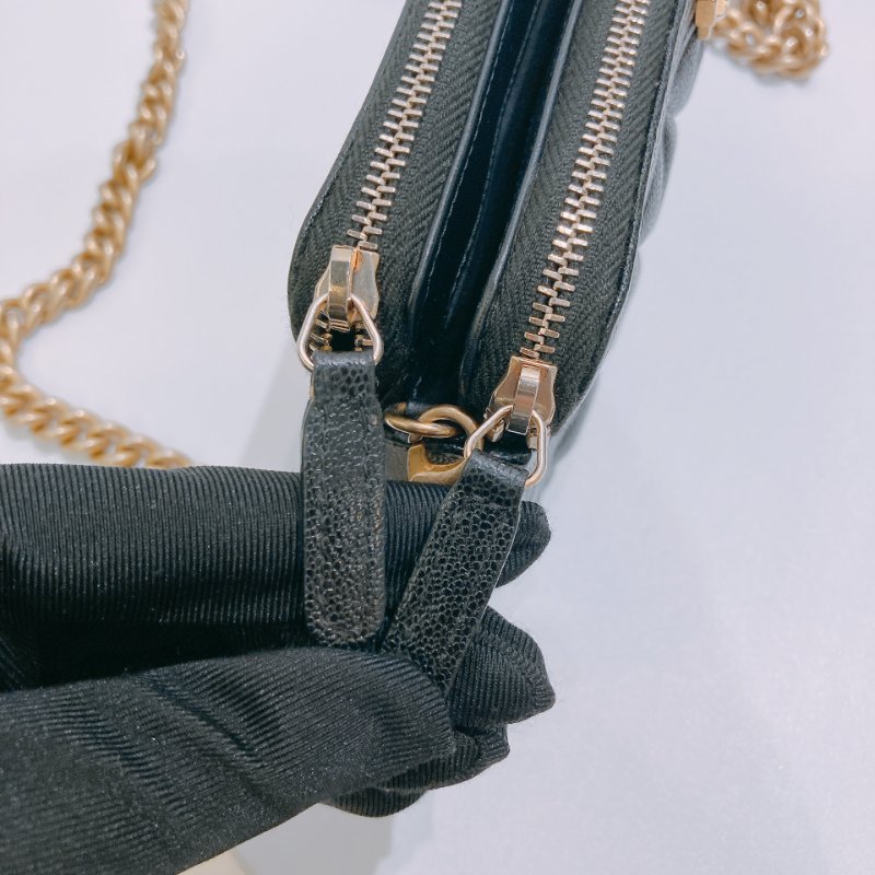 TW4861 Chanel 香奈兒拉鏈手機包 荔枝皮黑金 Boy Phone Case With Chain Caviar Black-14