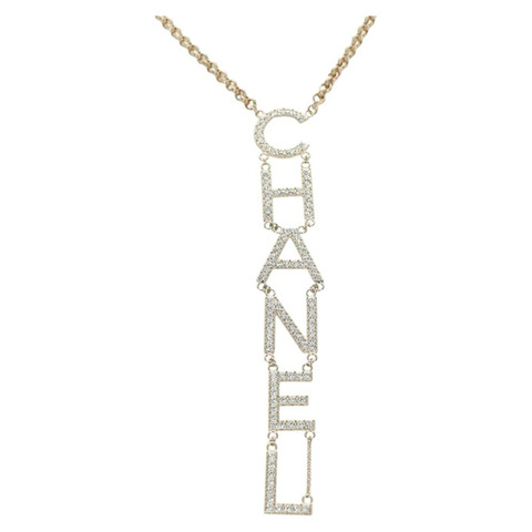 香奈兒 (CHANEL) 香檳金金屬雙C標誌項鍊，貨號178801SM
