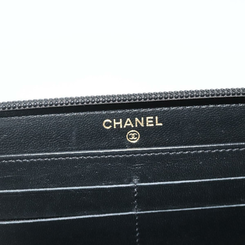 【日本直送】香奈兒 (CHANEL) 絎縫 Boy Chanel 長款錢包，羊皮材質，黑色，金色雙C標誌，正品編號 178780A-17