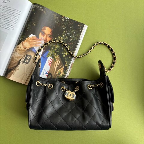 ::CHANEL:: 25 迷你包 AS5631 黑荔枝金釦25包 MINI HOBO 2025/26 Cruise