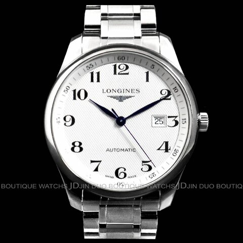 金鐸精品~2525 LONGINES浪琴Master巨擘系列銀白色麥粒紋面盤42mm自動上鍊男用腕錶