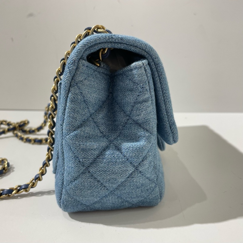 🆕Chanel香奈兒 金球丹寧牛仔方胖子 斜背包 蓝色 金扣💗正品-2