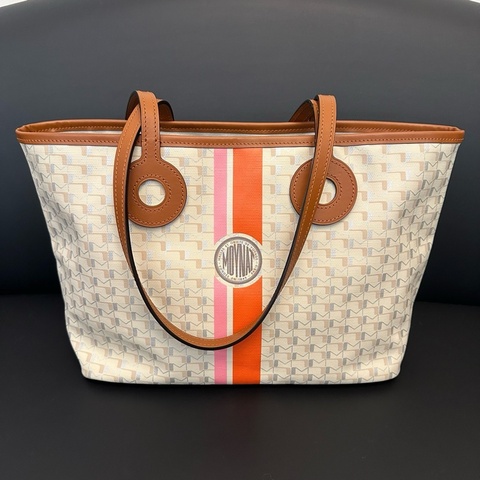 ✨ 99新🆕Moynat/莫奈小號彩色條紋托特購物袋單肩包 底長29cm❤️正品