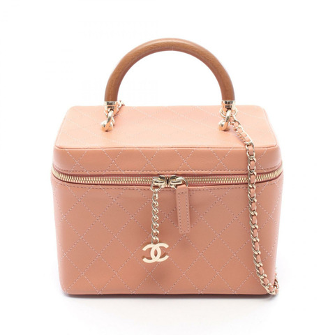 香奈兒 (CHANEL) Matelasse Vanity Chain 斜背包 A57343 粉紅皮革 GHW 二手 CC