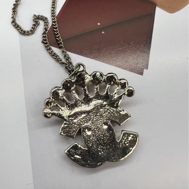 Chanel 珍珠皇冠項鍊(粉水鑽)-2