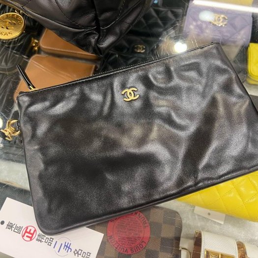 東區正精品㊣CHANEL 22 BAG AS3260 香奈兒黑色全皮金字金幣金鍊肩背包購物袋包小款 RZ6431-13