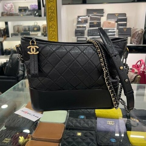 東區正精品㊣CHANEL A93824 香奈兒黑色牛皮金銀雙色皮穿鍊帶流浪包肩背包斜背包中號 RZ6357