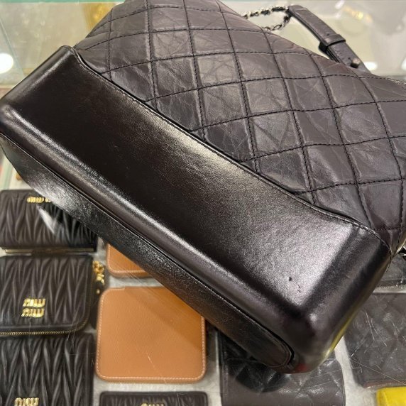 東區正精品㊣CHANEL A93824 香奈兒黑色牛皮金銀雙色皮穿鍊帶流浪包肩背包斜背包中號 RZ6357-7