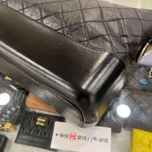東區正精品㊣CHANEL A93824 香奈兒黑色牛皮金銀雙色皮穿鍊帶流浪包肩背包斜背包中號 RZ6357-10