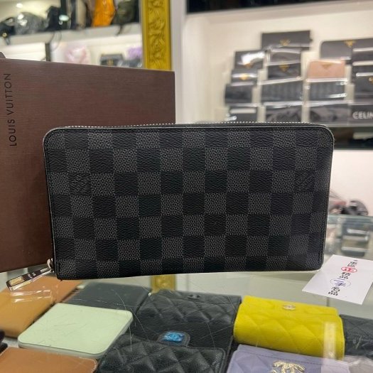 東區正精品㊣LV N60111 黑灰格16卡ㄇ字拉鍊長夾大款 RZ6430-0