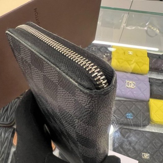 東區正精品㊣LV N60111 黑灰格16卡ㄇ字拉鍊長夾大款 RZ6430-4
