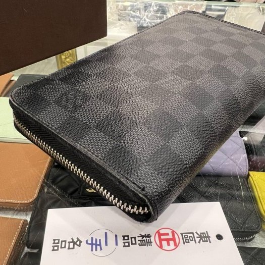 東區正精品㊣LV N60111 黑灰格16卡ㄇ字拉鍊長夾大款 RZ6430-5
