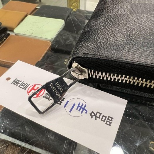 東區正精品㊣LV N60111 黑灰格16卡ㄇ字拉鍊長夾大款 RZ6430-9