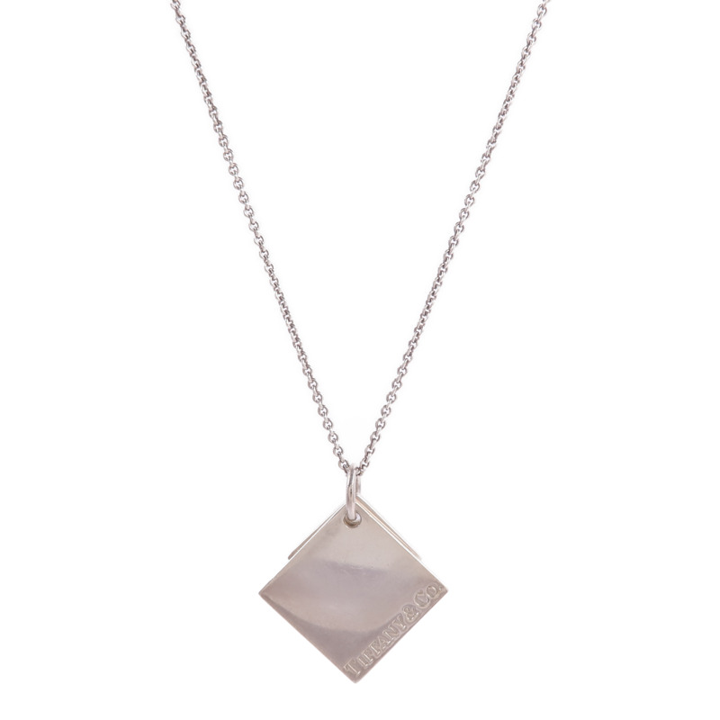 TIFFANY＆CO 925純銀Double Square Pendant項鍊-1