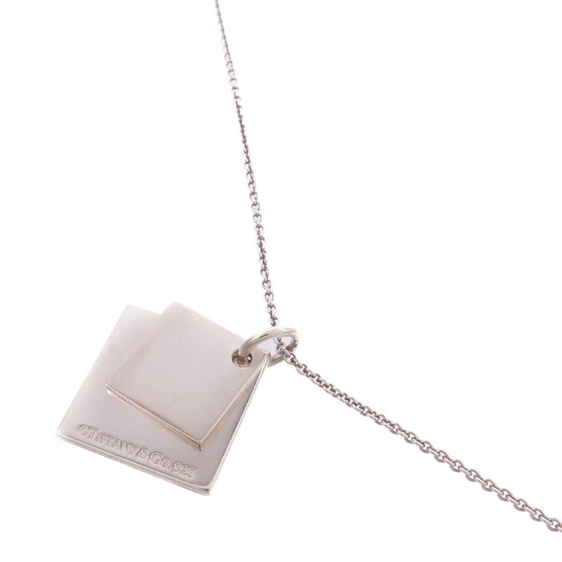 TIFFANY＆CO 925純銀Double Square Pendant項鍊-2