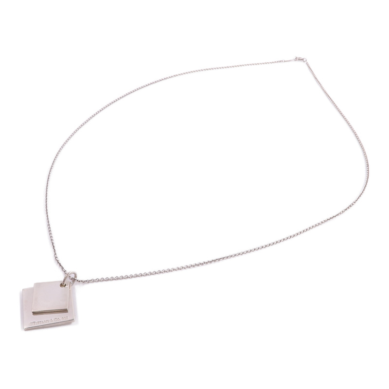 TIFFANY＆CO 925純銀Double Square Pendant項鍊-3