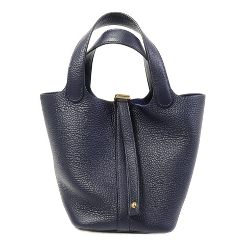 HERMES Clemence皮革Picotin PM手挽袋Bleu Nuit