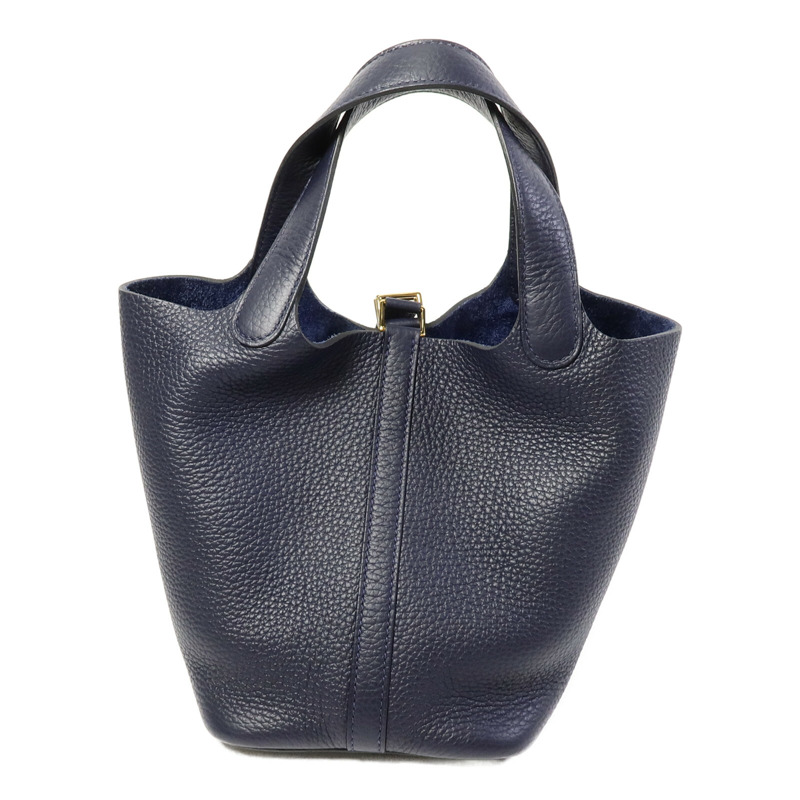 HERMES Clemence皮革Picotin PM手挽袋Bleu Nuit-2
