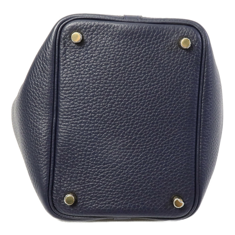 HERMES Clemence皮革Picotin PM手挽袋Bleu Nuit-3