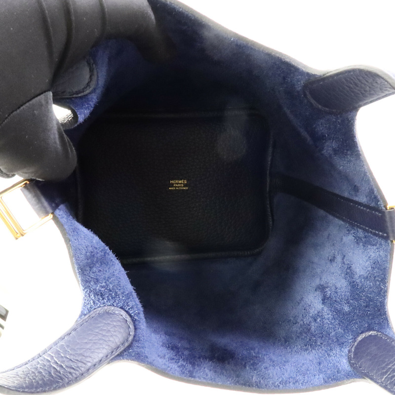 HERMES Clemence皮革Picotin PM手挽袋Bleu Nuit-4