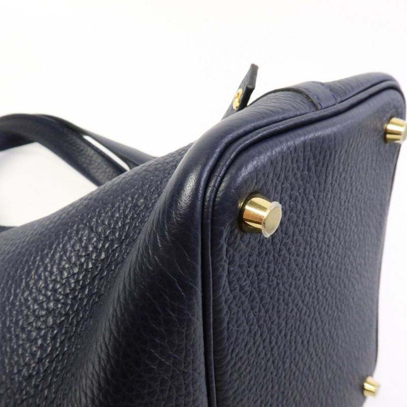 HERMES Clemence皮革Picotin PM手挽袋Bleu Nuit-10