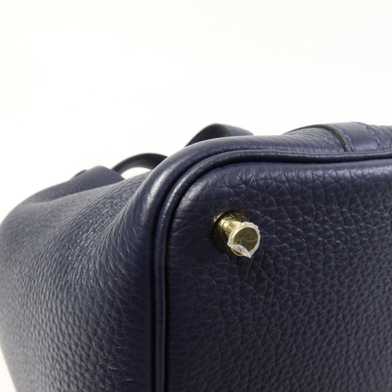HERMES Clemence皮革Picotin PM手挽袋Bleu Nuit-12